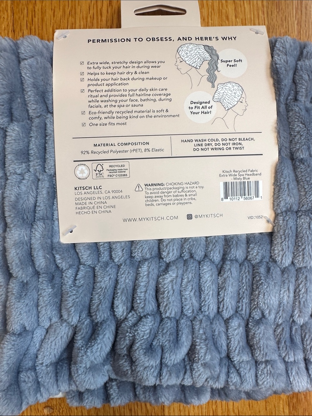 Kitsch Extra Wide Spa Headband - Slate Gray - Picture 3 of 3